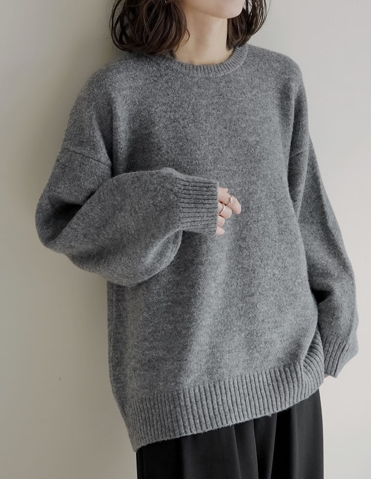 モヘアタッチニットクルーネックトップス - トップス通販 | 人気