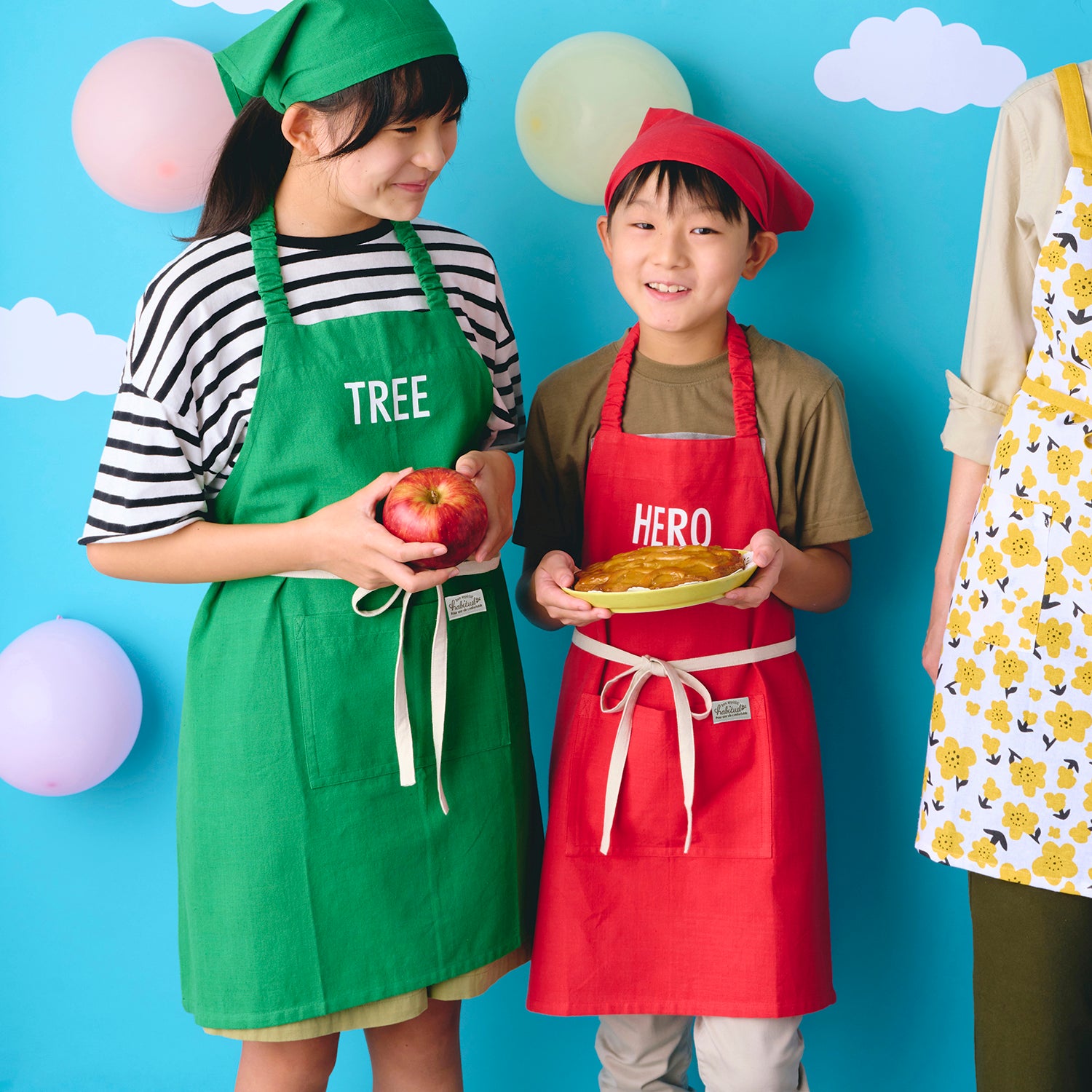 アビチュアル バンダナ・巾着付きキッズエプロンセット Lサイズ（130