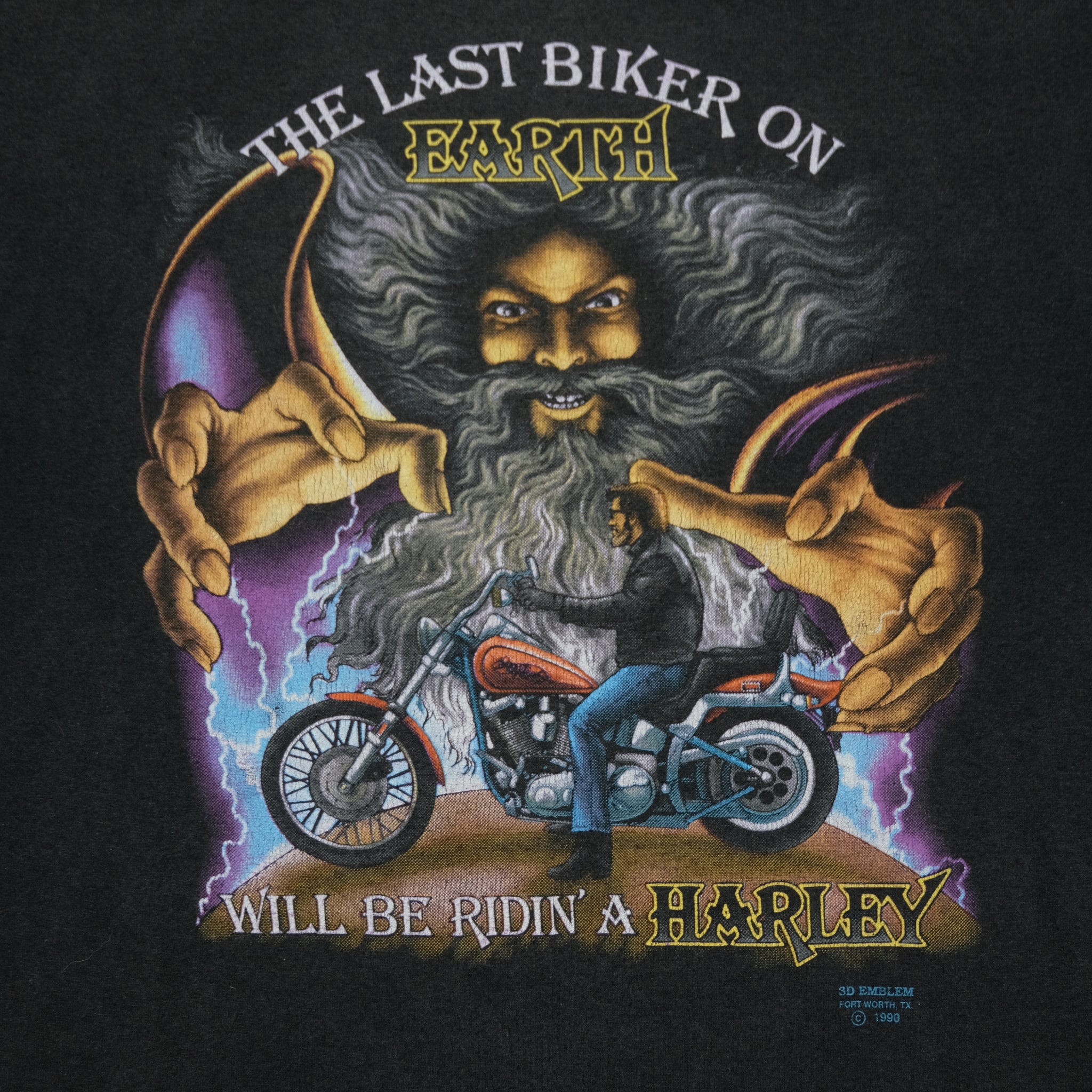 Vintage 3D EMBLEM Harley Davidson The Last Biker on Earth 1990
