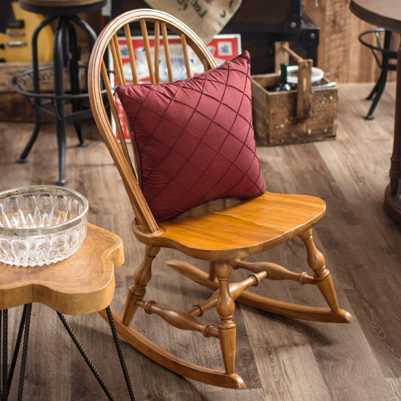 ロッキングチェア 木製 ウィンザーチェア コンパクトサイズ ブラウン