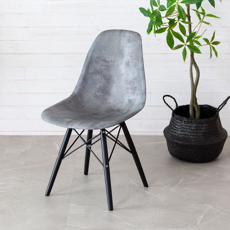 チェア イス イームズ風 プラスチック 木 W 46 × D 55 グレー マーブル