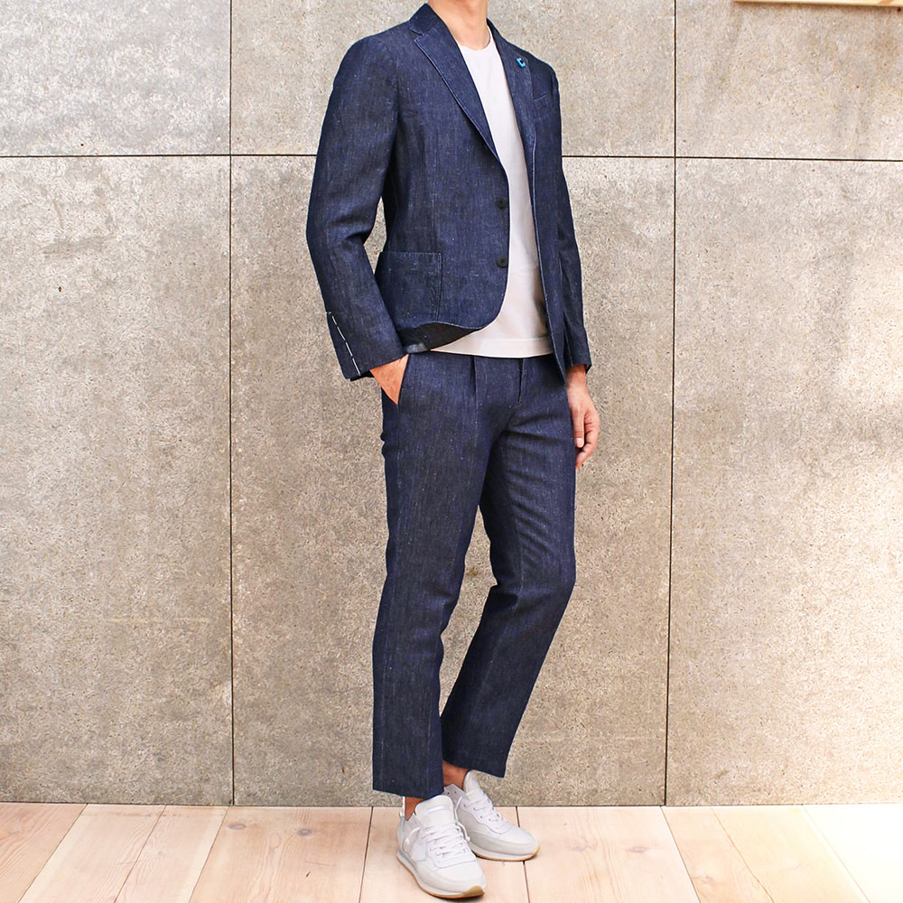 LARDINI（ラルディーニ）EASY コットン リネン デニム 1プリーツ