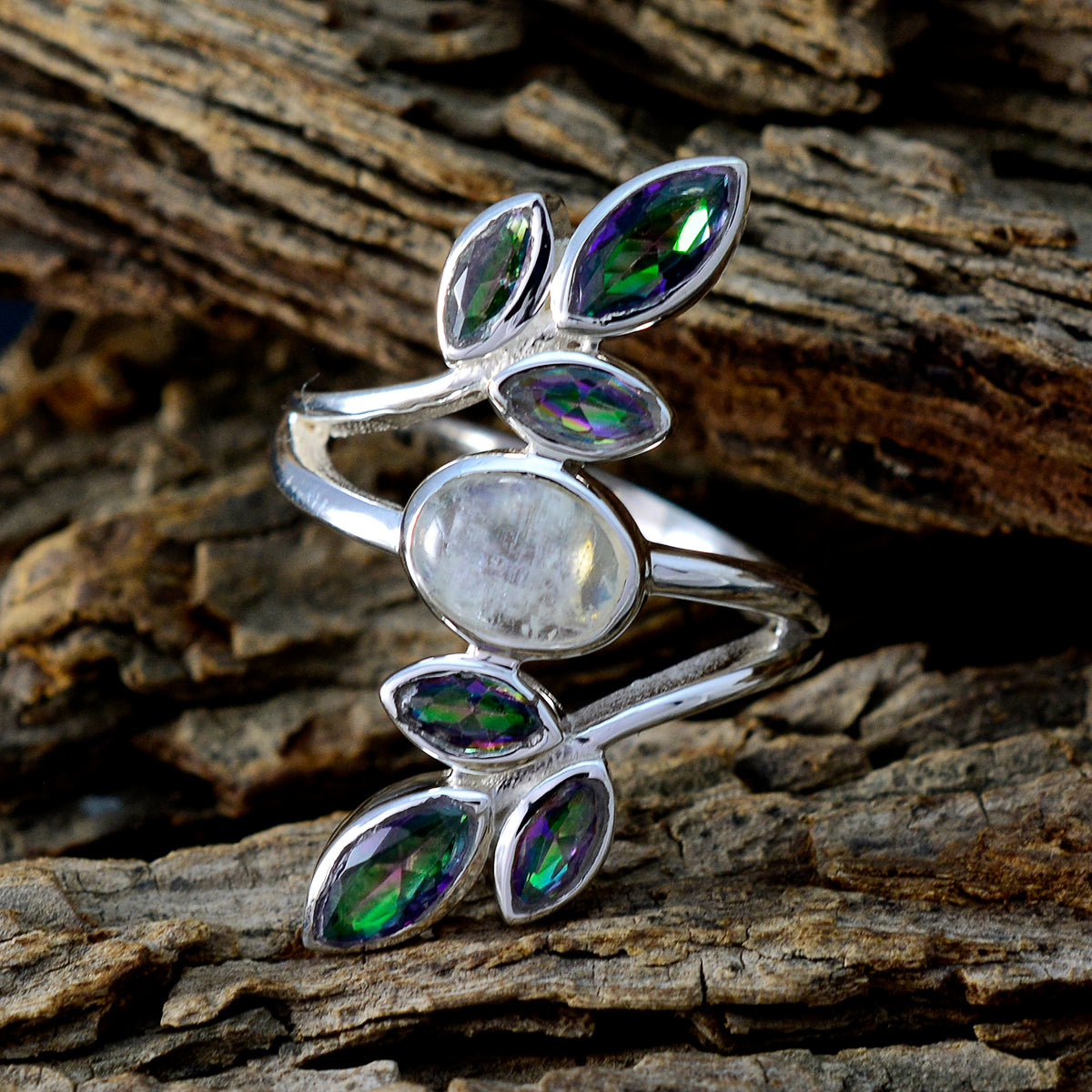 マルチストーンヘプタロシアシルバーマルチカラージェムストーン