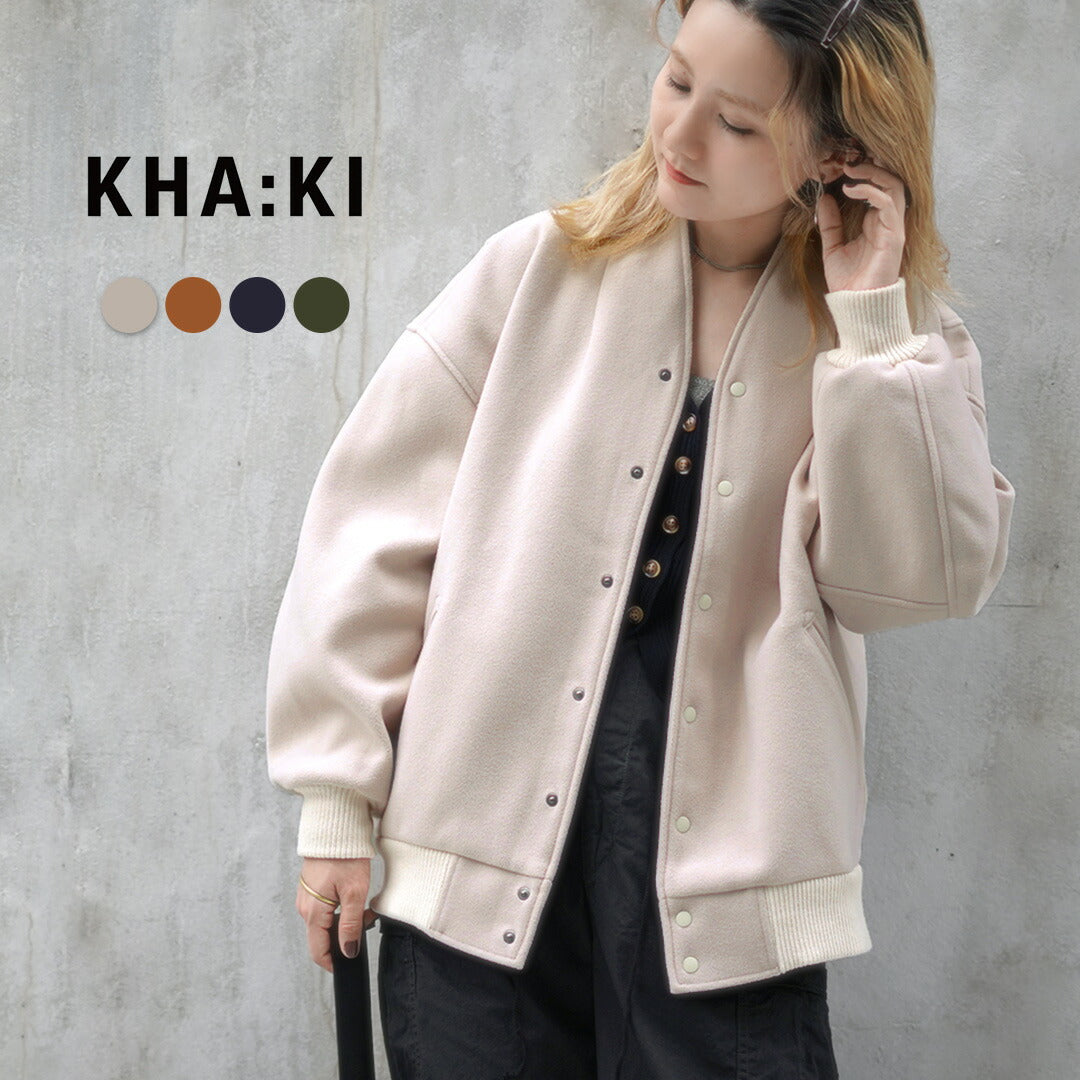 KHA:KI（カーキ） カラーレス バーシティージャケット / レディース