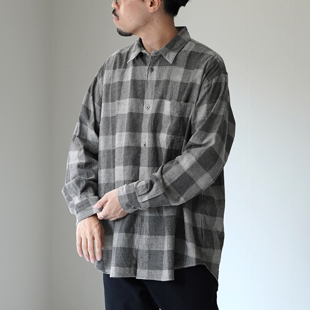 FUJITO（フジト） コットン/ヤク ブロックチェック ビッグサイズシャツ