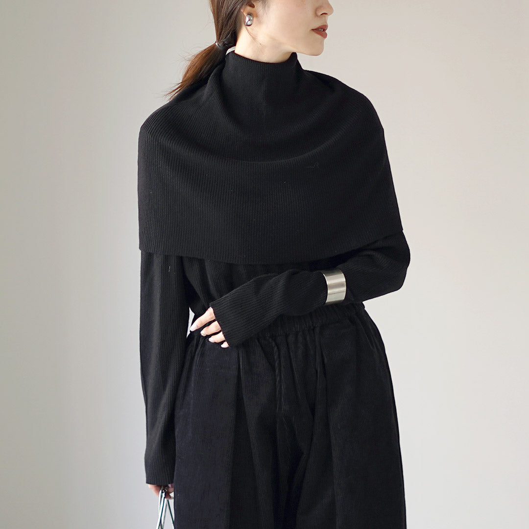 mizuiro ind（ミズイロインド） ケープカラー リブプルオーバー