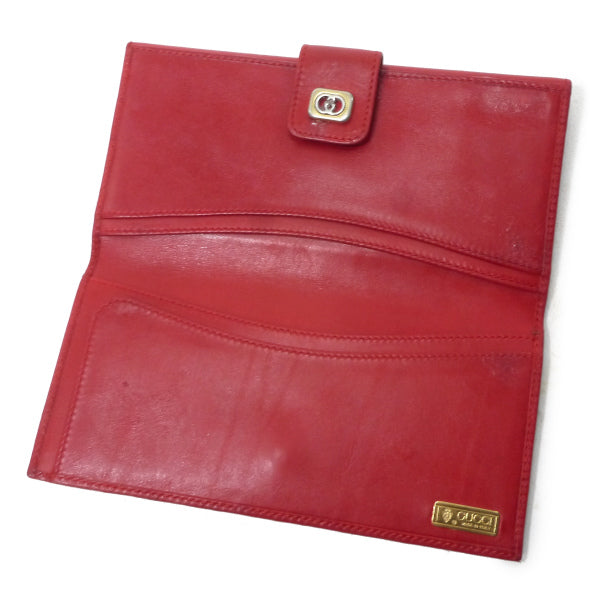 OLD Gucci GG留め具シュリンクレザー Wホック長財布（赤） – Vintage
