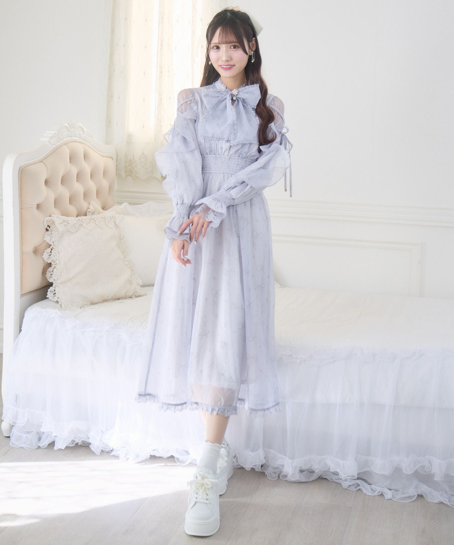 リボン柄シアーロングワンピース | Rlab store