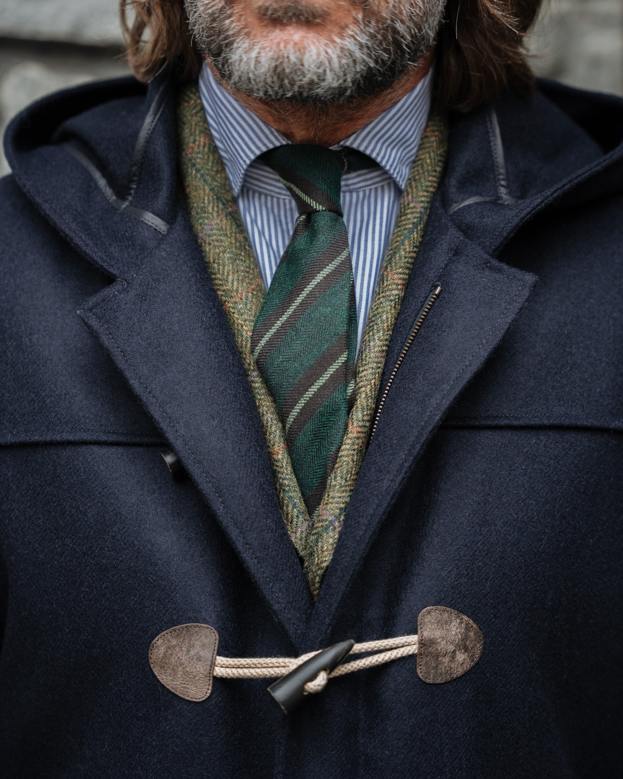 Dark blue wool classic duffle coat, Made in Italy | Velasca