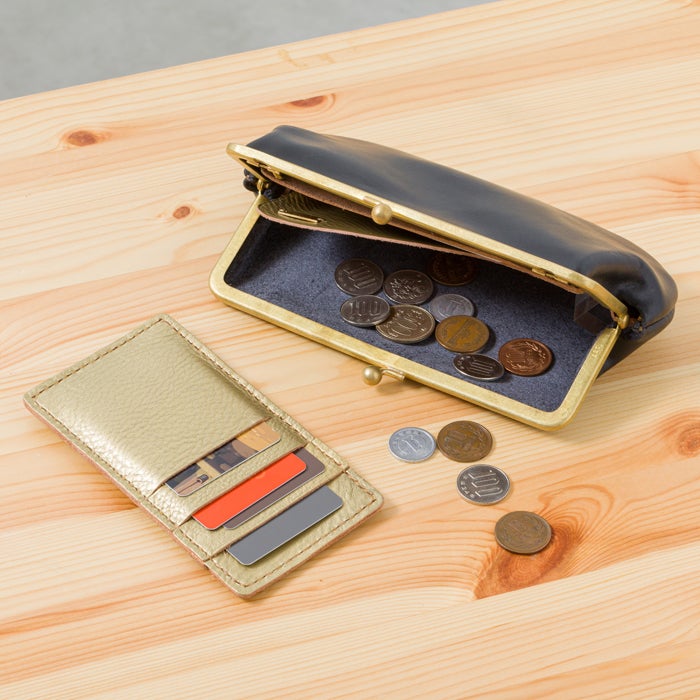 N25 レザーがま口ウォレット（ブラック・大）