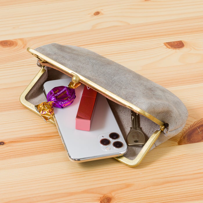 N25 レザーがま口ウォレット（クーズーストーン・大）