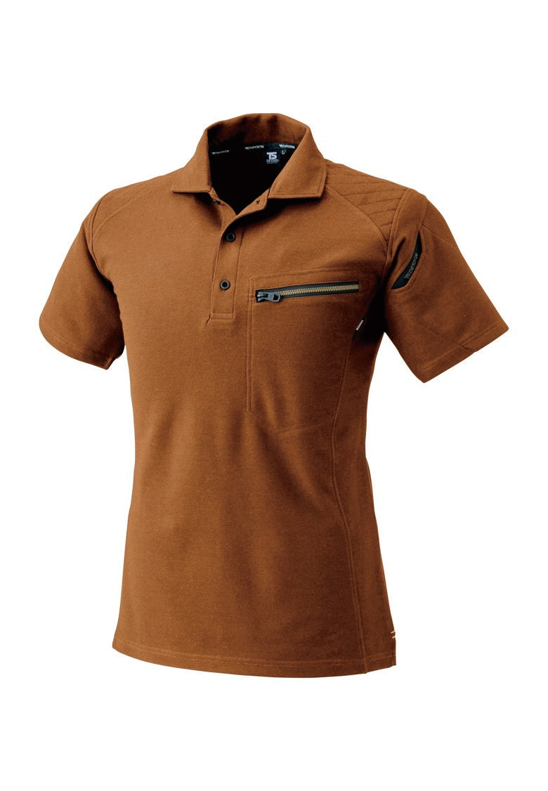 TS DESIGN 51055 藤和 交織鹿の子 肩刺し子仕様 半袖ポロシャツ【春夏