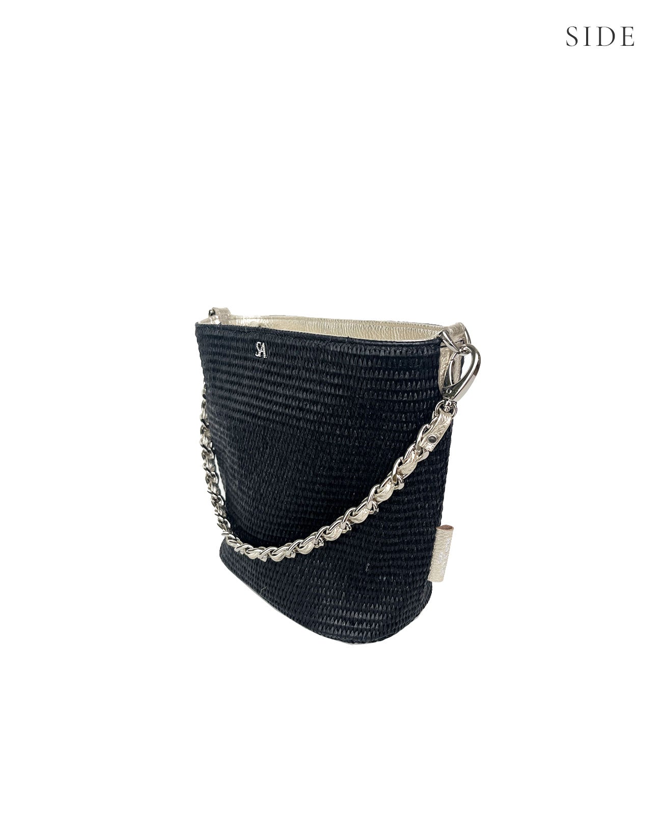 2WAY バケツ型 ラフィア調かご素材バッグ チェーンハンドル付 1809-ra