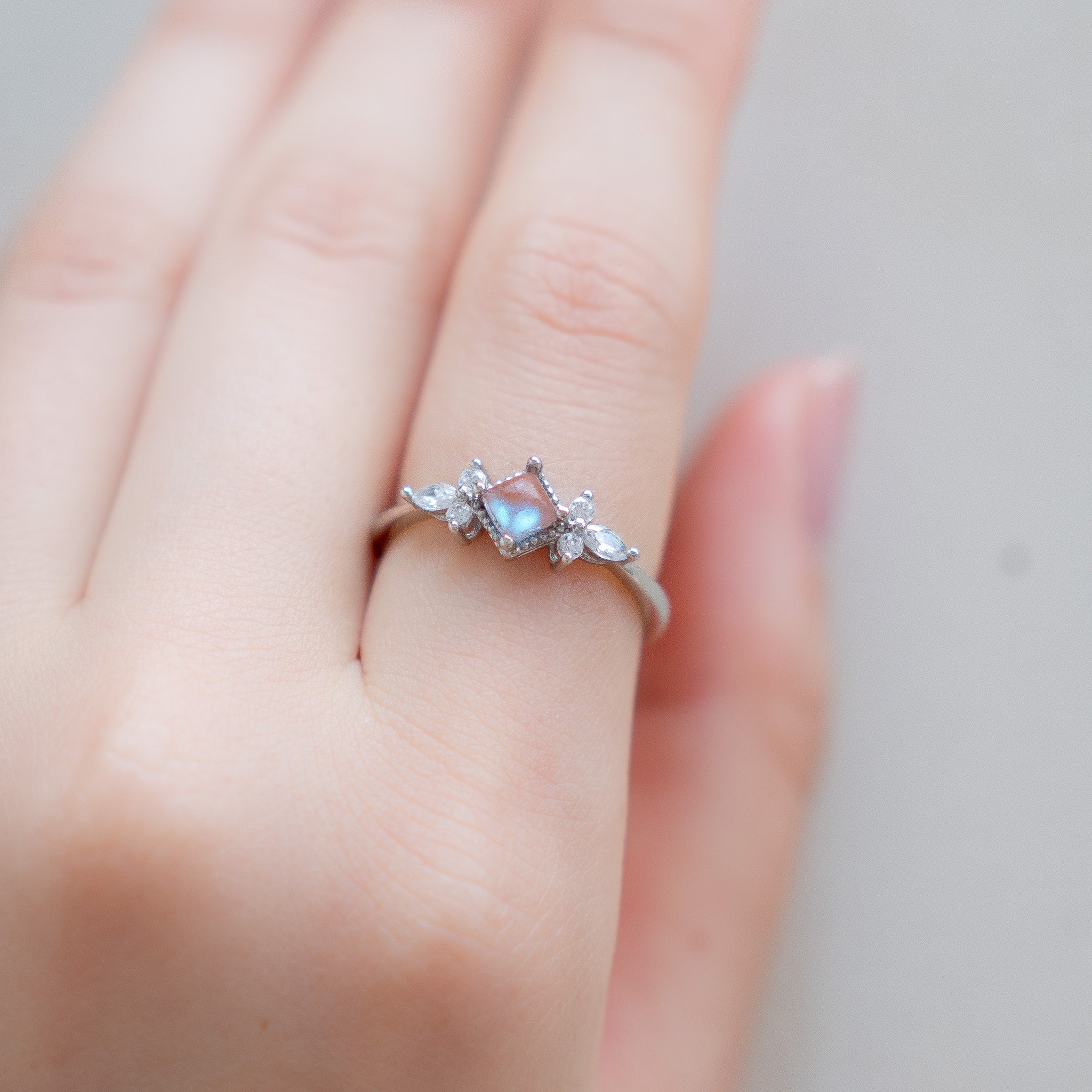 スクエア型 マットアンティークサフィレット シルバーリング