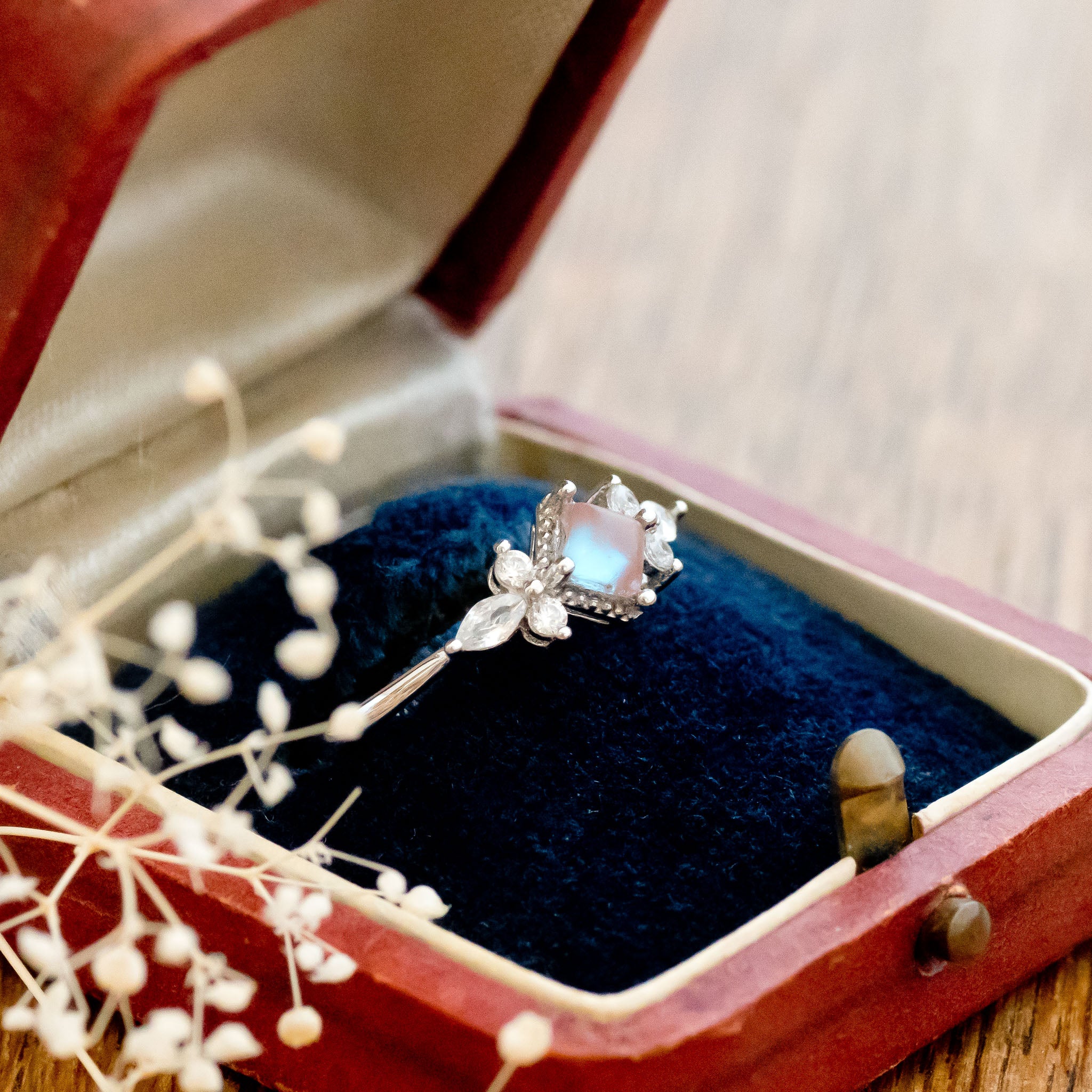 スクエア型 マットアンティークサフィレット シルバーリング