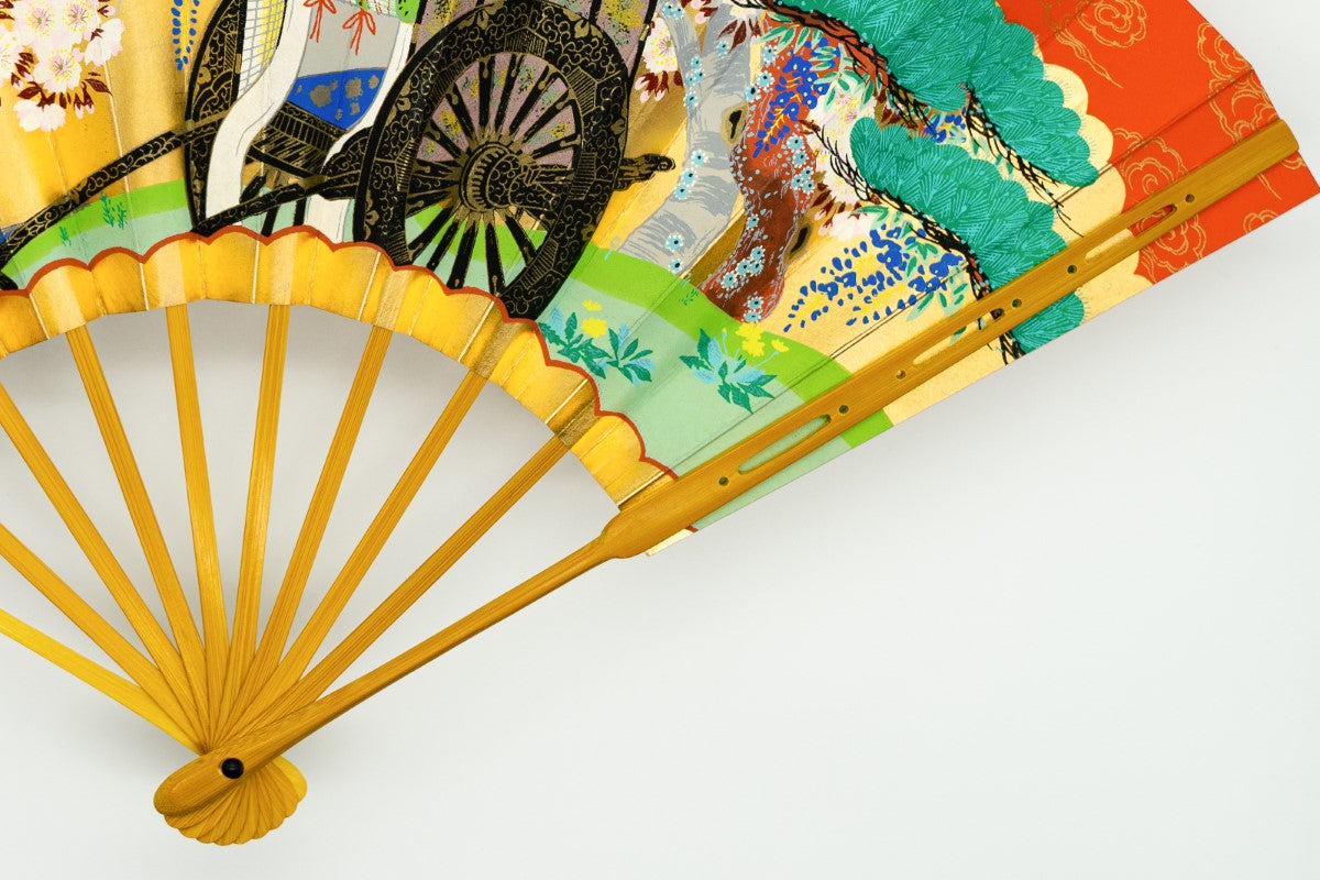 御所車／桜 手描 仕舞扇 – SENSUP