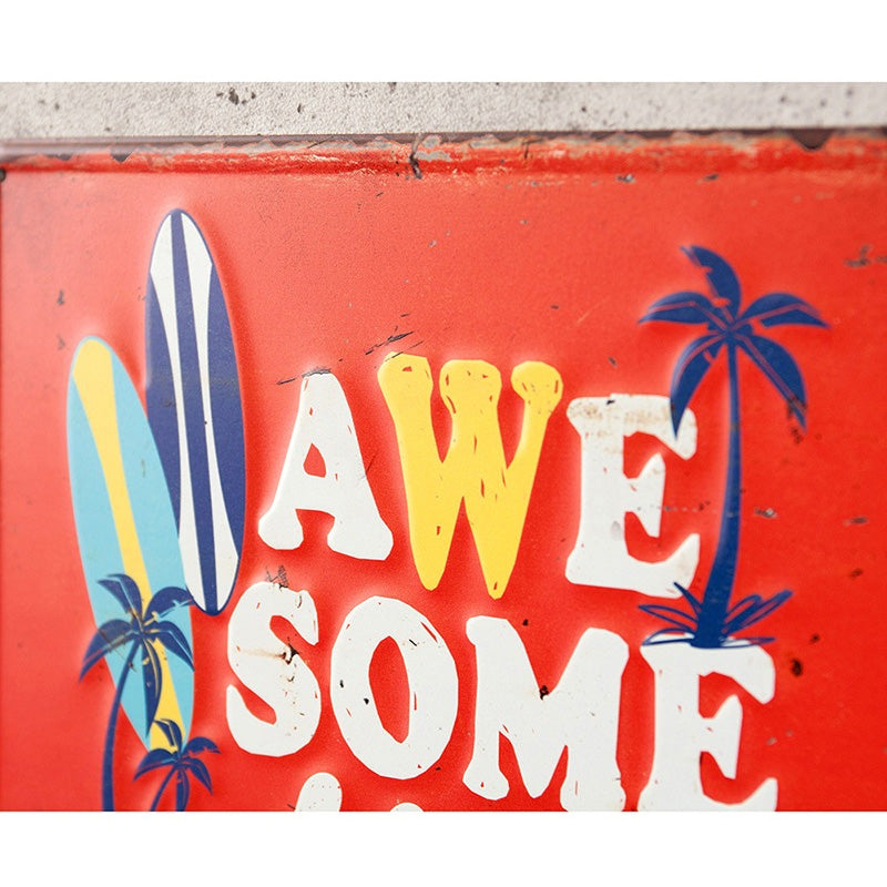 エンボス加工プレート サーフスタイル看板 インテリアプレート ブリキ