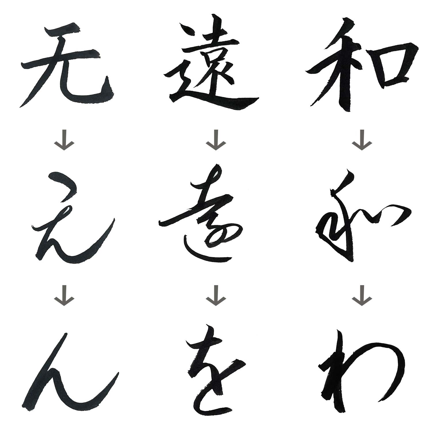 わ行(わ・を・ん)を上手に書く方法 | 書道入門