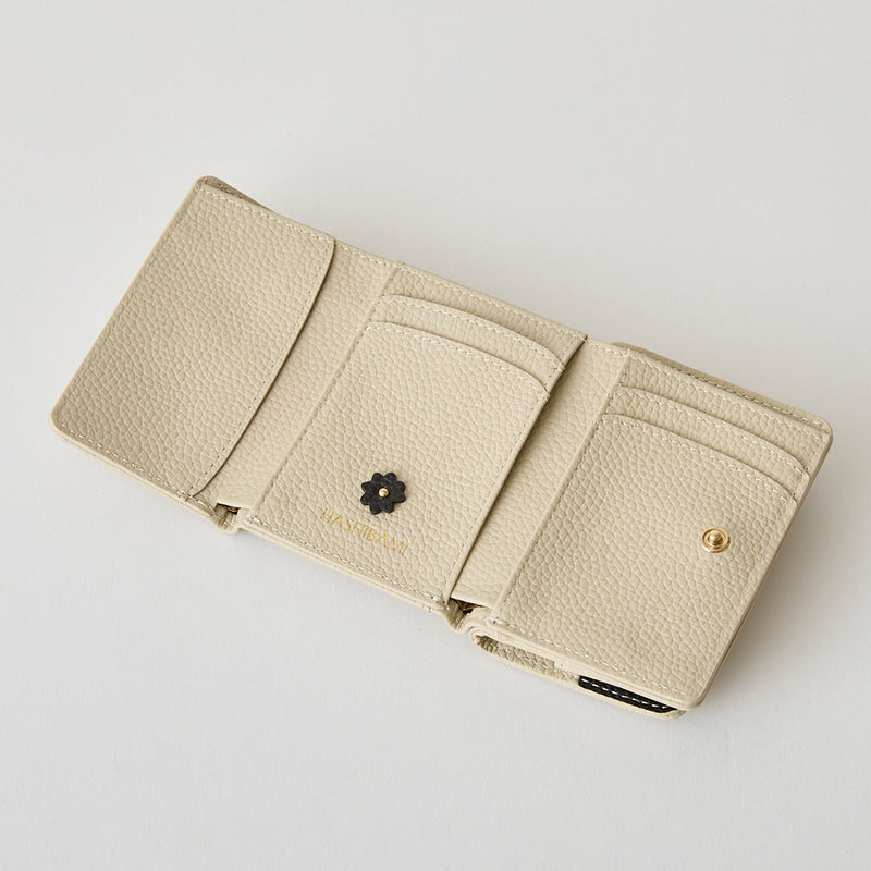 HASHIBAMI 【Ha-2509-606 スモールフラワー ミニウォレット】エクリュ