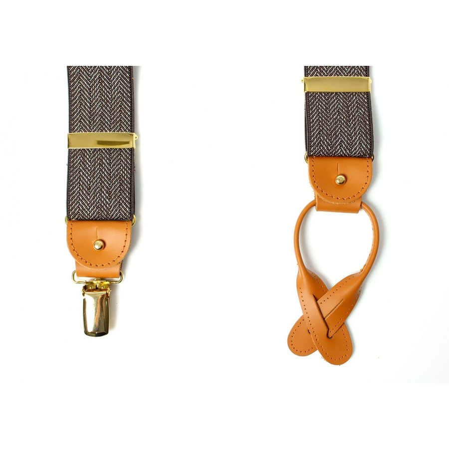 サスペンダー アルバートサーストン 英国製 35mm ヘリンボーンブラウン