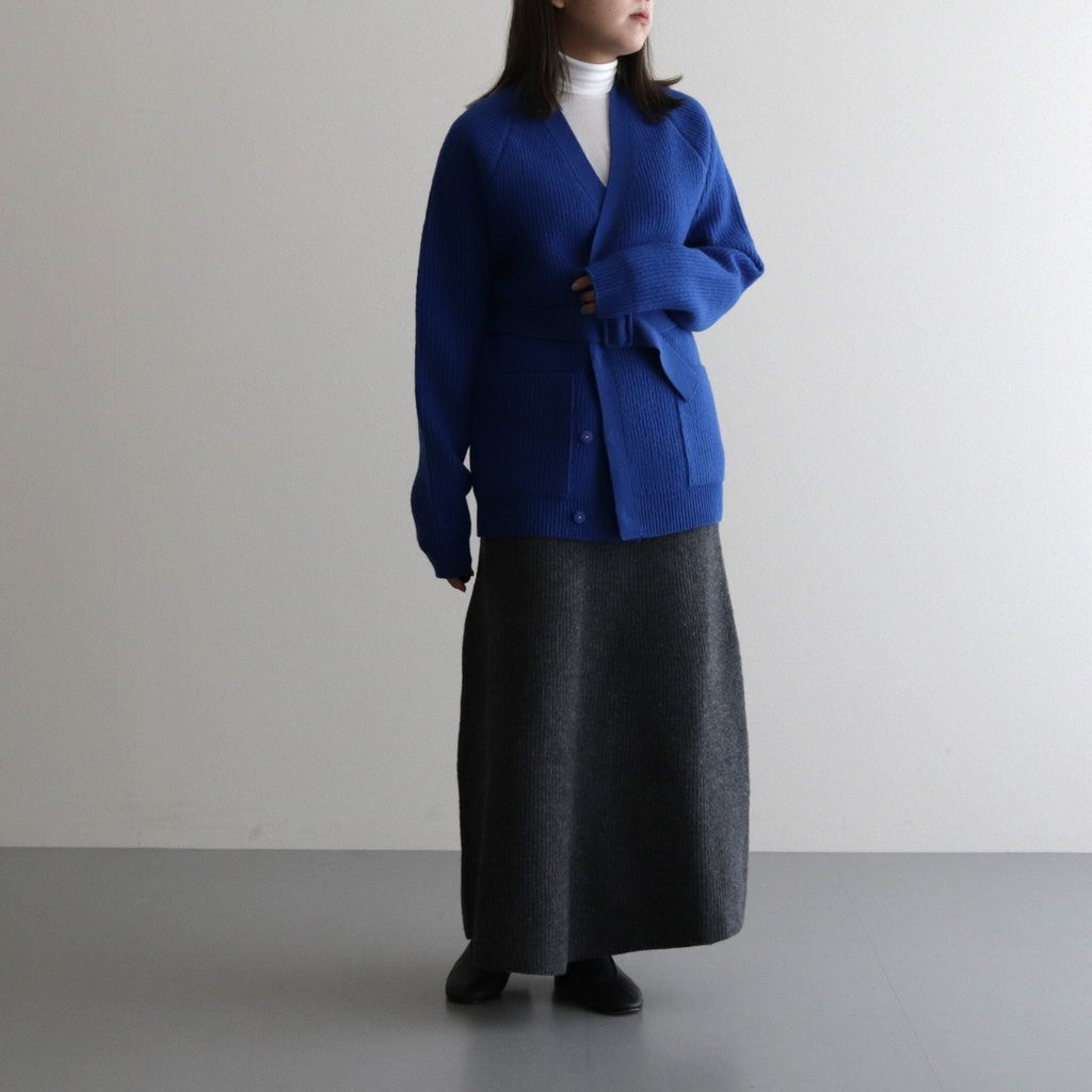 MILLED FRENCH MERINO RIB KNIT CARDIGAN #ROYAL BLUE [A23AC04MR