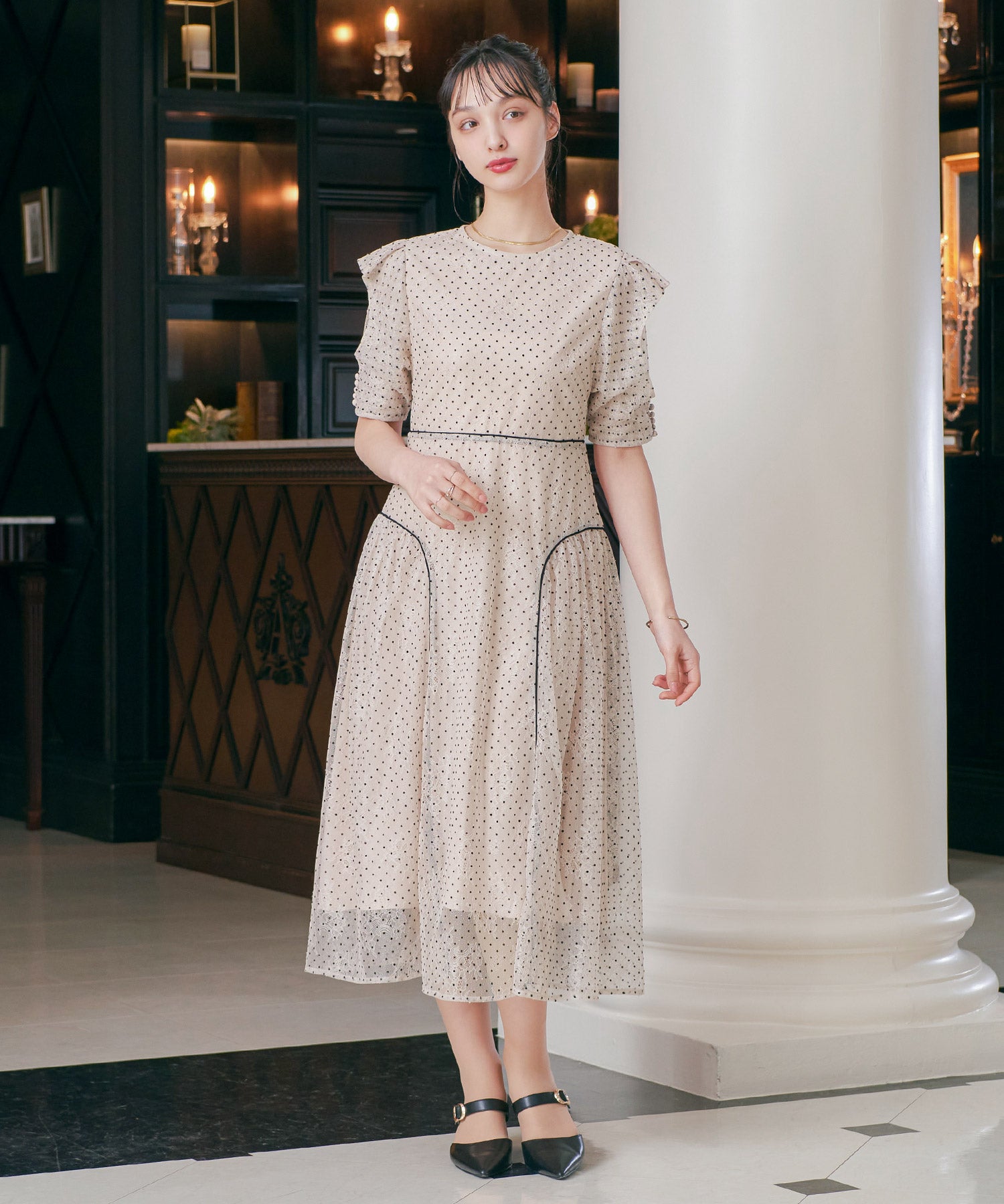 フロッキードットレースパーティードレス｜パーティードレス・結婚式