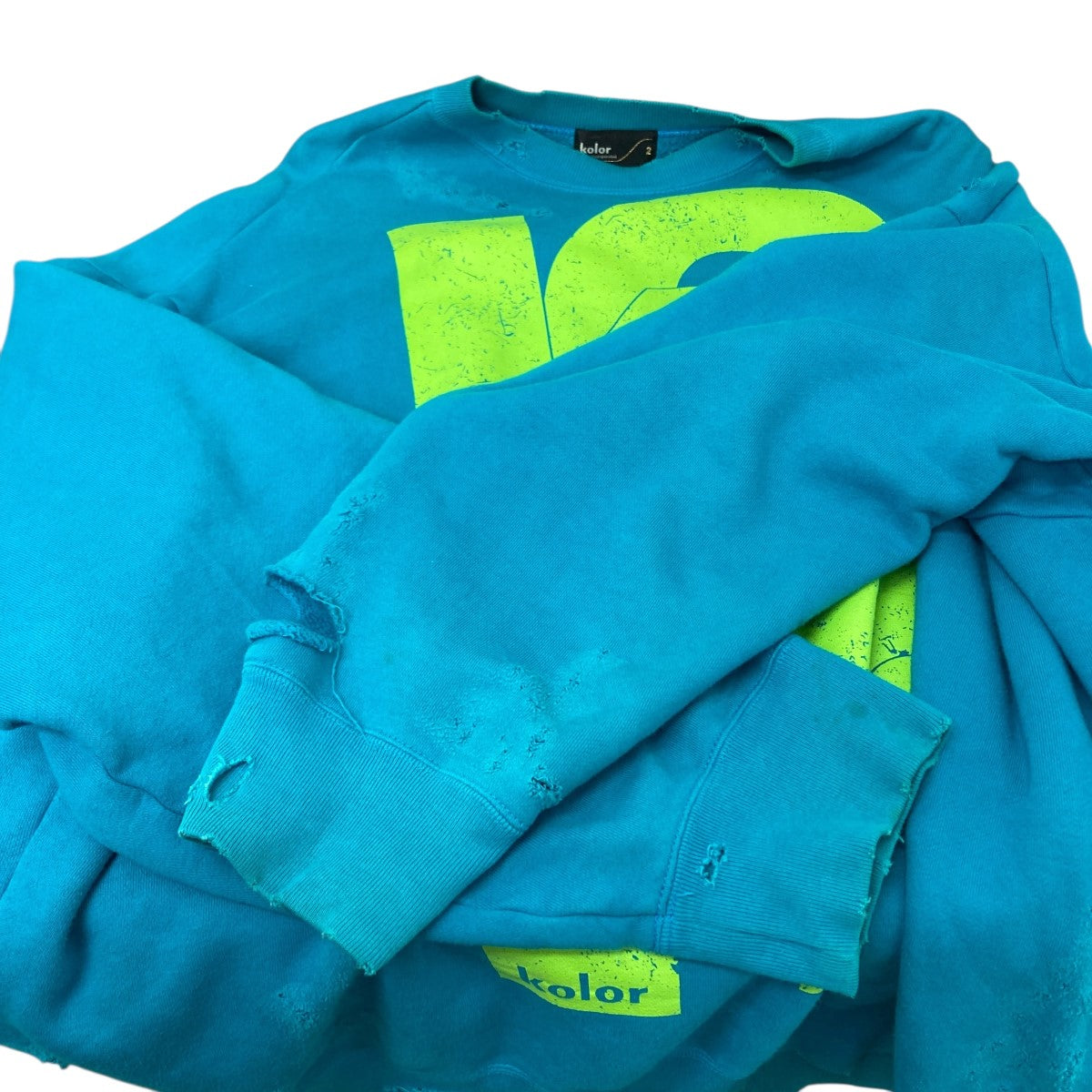 KOLOR(カラー) オーバーサイズダメージスウェット 22wcm-t17206s