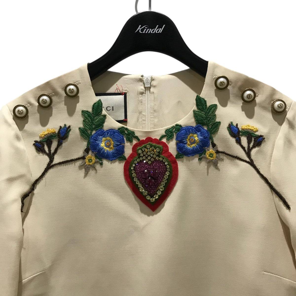 GUCCI(グッチ) ビジューフラワー刺繍ワンピース453018 453018 ベージュ