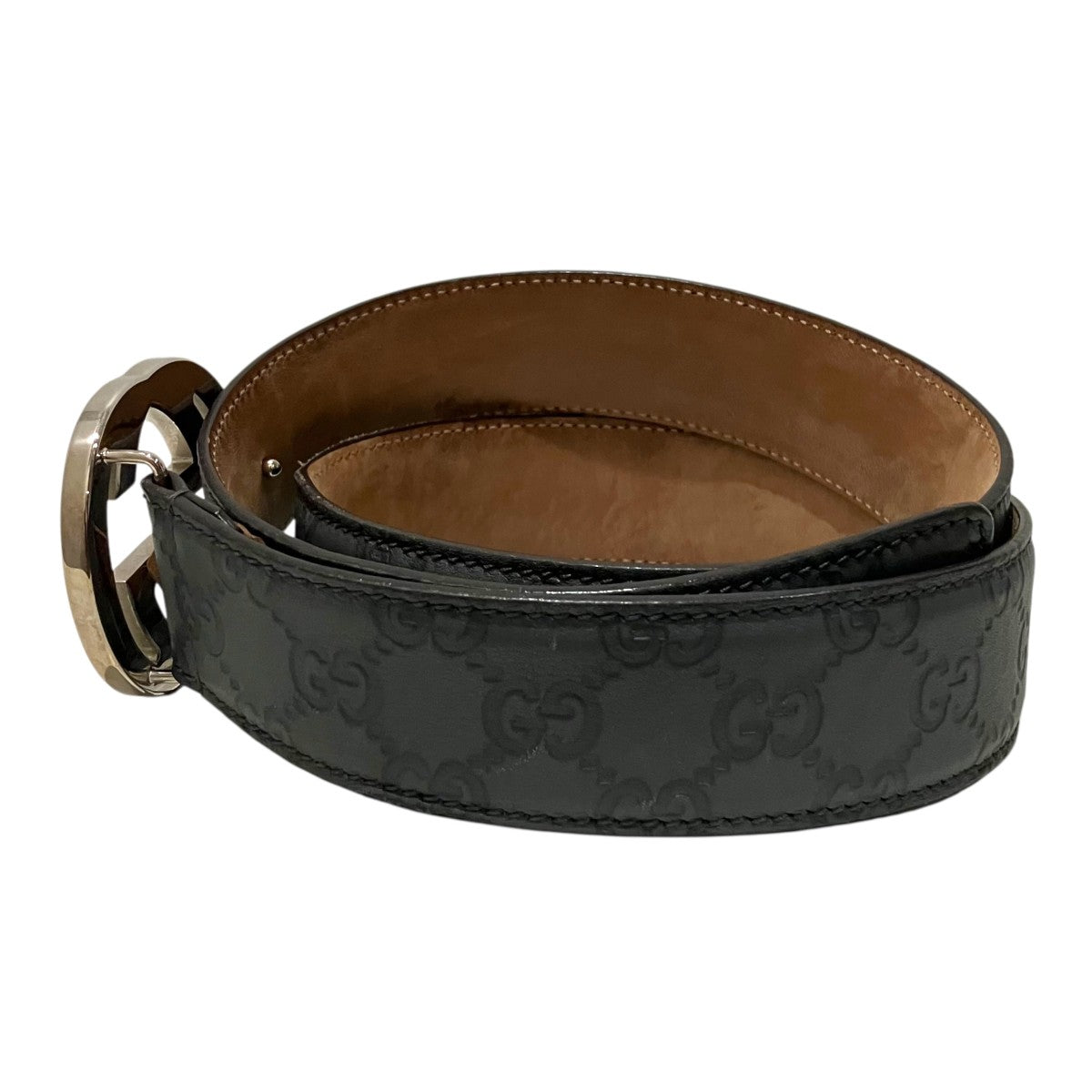 GUCCI(グッチ) GGレザーベルト114984 114984 グレー サイズ 95/38