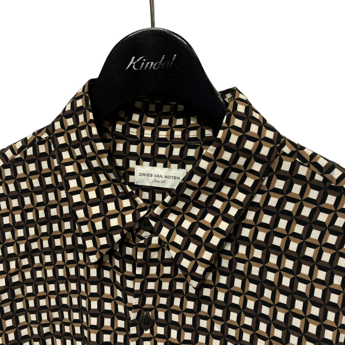DRIES VAN NOTEN(ドリスヴァンノッテン) 総柄半袖シャツ ブラウン