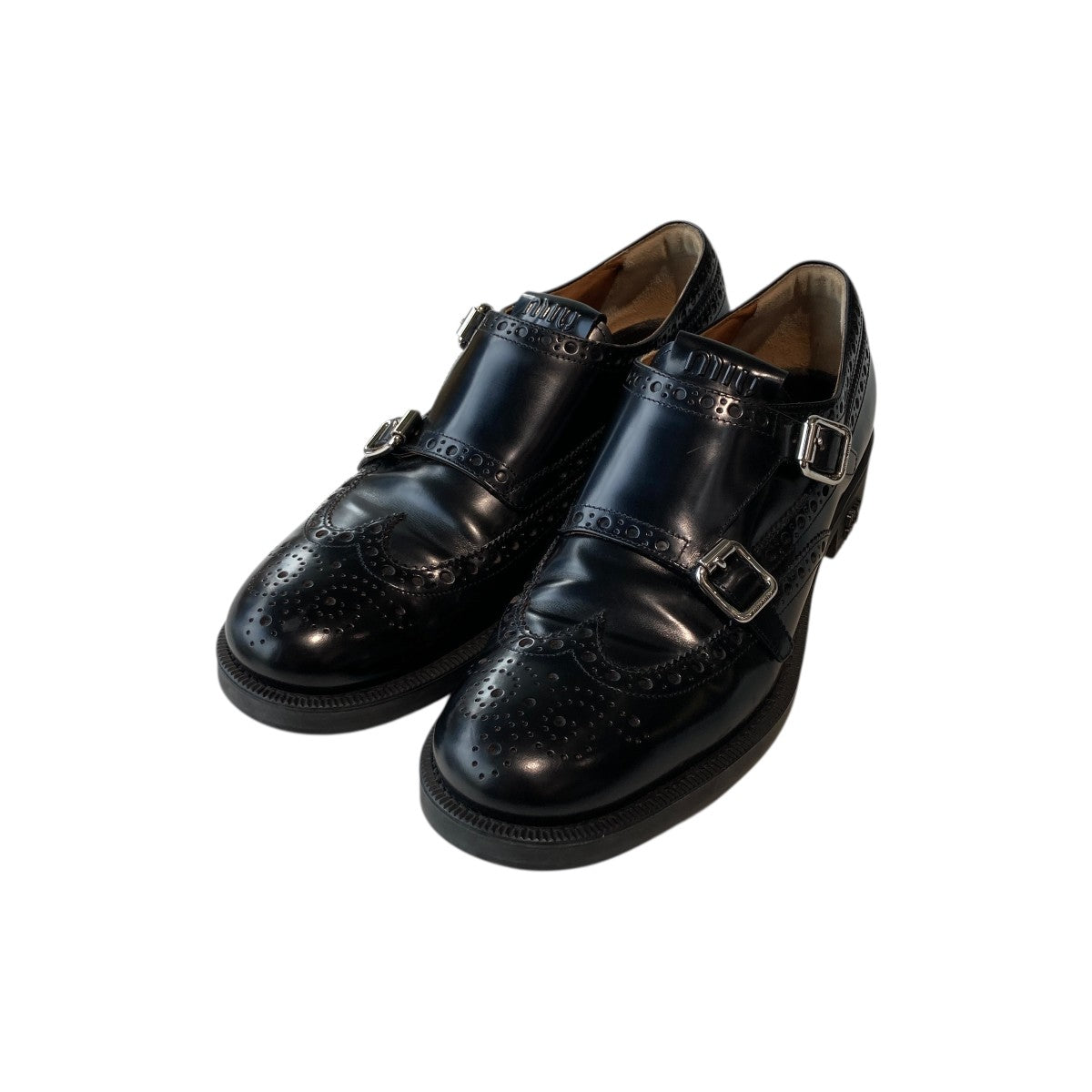CHURCH'S×MIU MIU ダブルモンクレザーシューズ ブラック サイズ 41