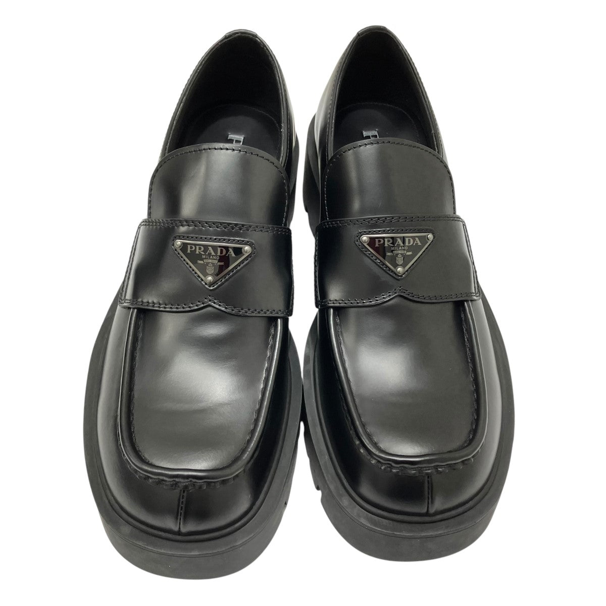 PRADA(プラダ) ブラック ブラッシュドレザー ローファー 2DG152 2DG152