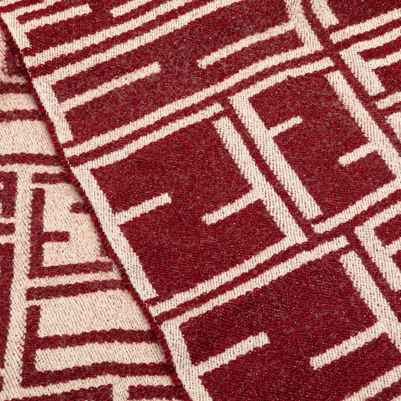 フェンディ ズッカ ワインレッド ホワイト マフラー FENDI レディース