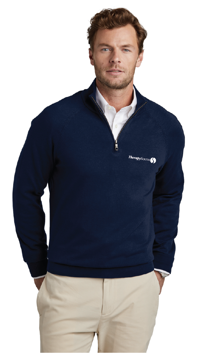 TherapySouth Brooks Brothers® Cotton Stretch 1/4-Zip Sweater - Swag.
