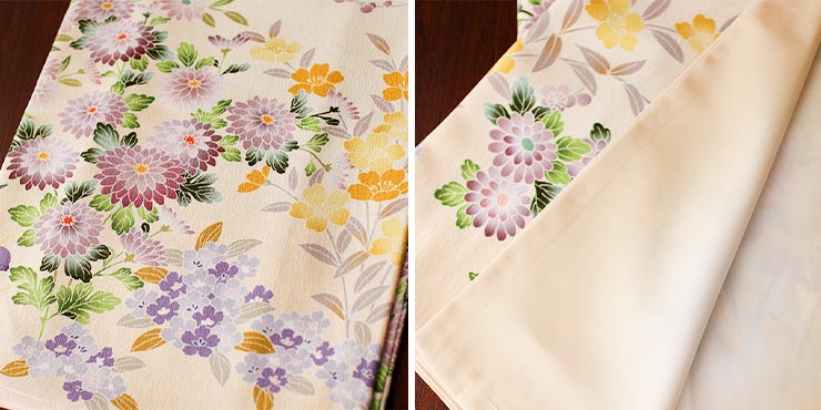 洗える着物] 東レ 袷 訪問着 四季草花文様 (淡 黄色) 日本製 イエロー