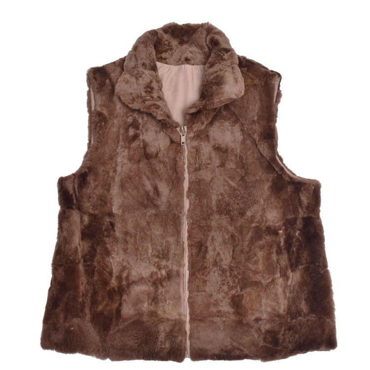 MGSABLE リアルファー ベスト レディース ノーカラー 衿付き ジレ