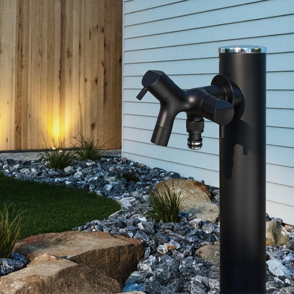 水生活製作所 ブラック 蛇口 黒 マット デザイン 二口横水栓 チェロ