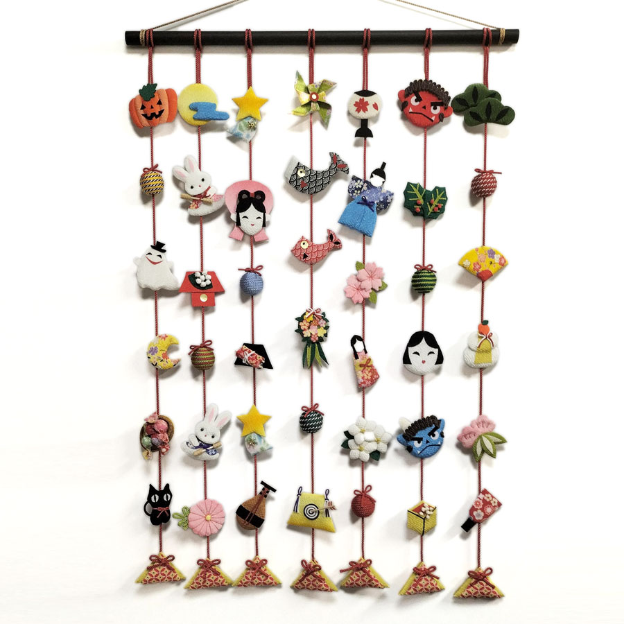 つるし飾りキット・年中風物下げもん飾り〈7連つるし雛〉 : 布がたり