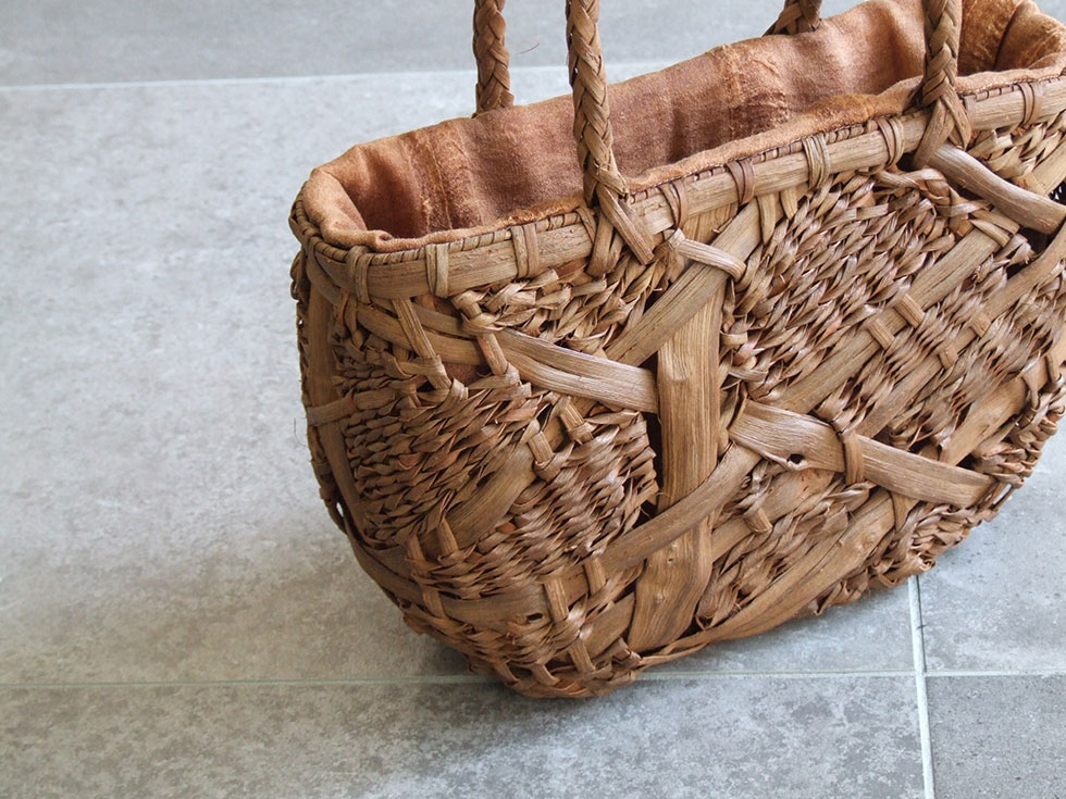 純国産 山葡萄かごバッグ 特上縄編み 極太ヒゴアクセント2 : おまめ