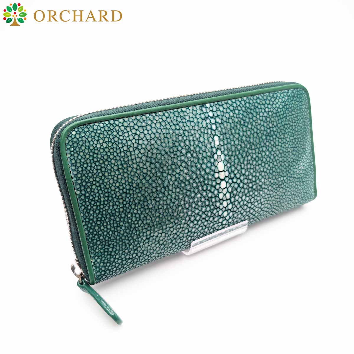 スティングレイ エイ革 ガルーシャ グリーン 緑 牛革 長財布 ロング
