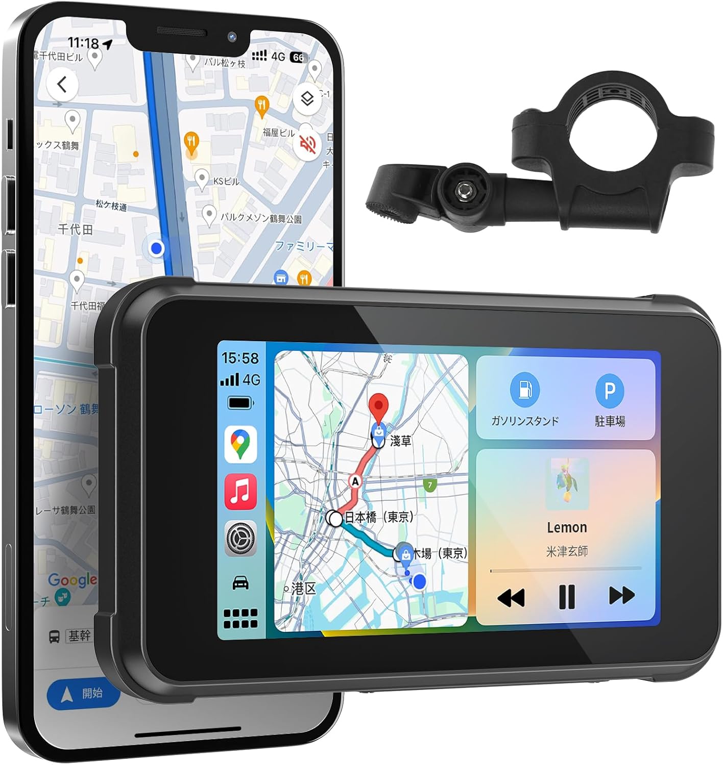 バイク用 スマートモニター バイク ナビ ディスプレイ Carplay/Android