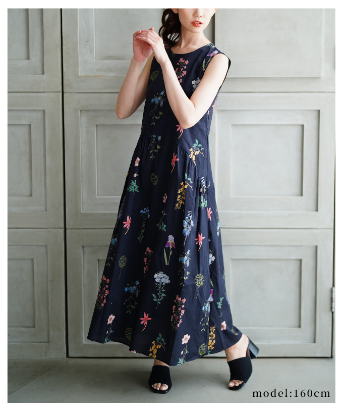 プレフェランス 花柄ノースリーブワンピース ジャケット 44 大きい