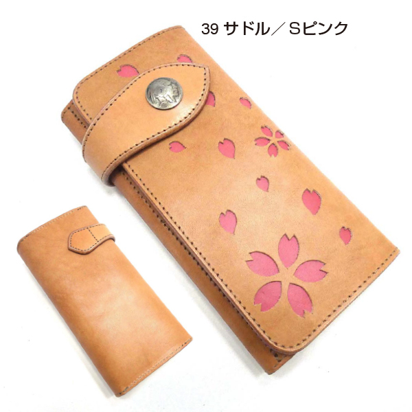 二つ折り長財布 桜 メンズ財布 レディース財布 長財布 ロング