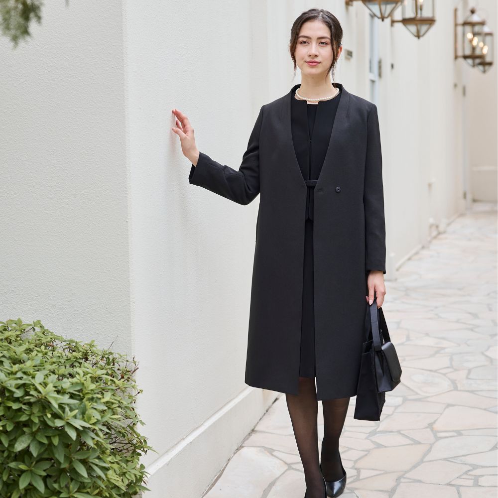 フォーマルコート レディース ロングコート 黒 礼服 喪服 セレモニー