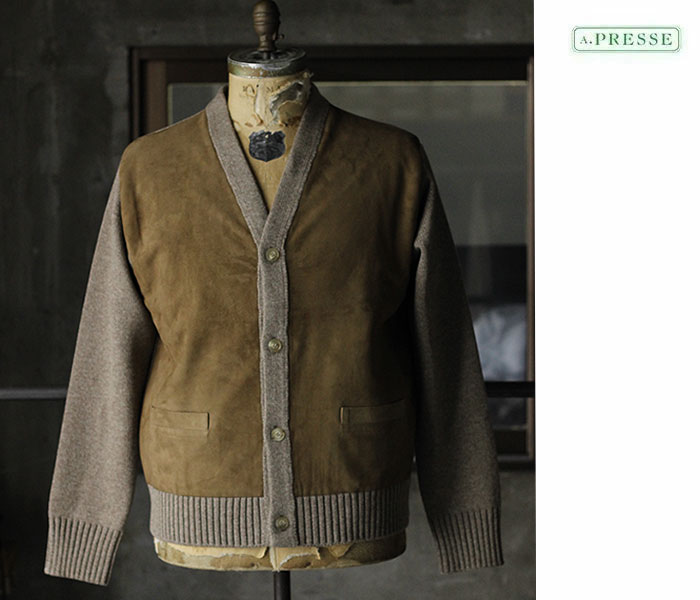 アプレッセ A.PRESSE カシミヤ スウェード コンビネーション