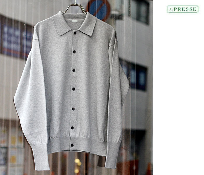 アプレッセ A.PRESSE コットン ニット ポロカーディガン Cotton Knit