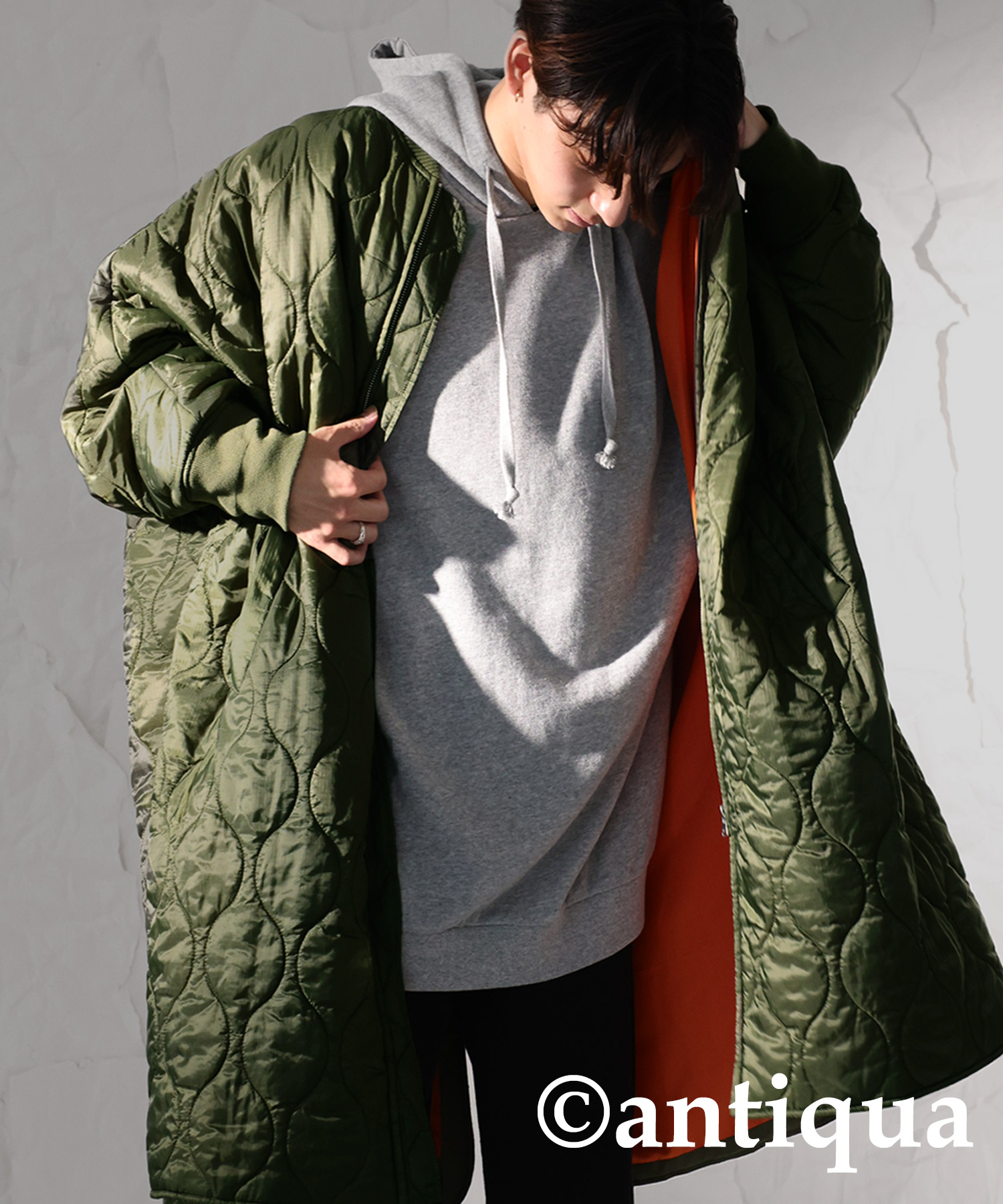 antiqua（アンティカ） キルティング MA-1ポンチョ メンズ アウター