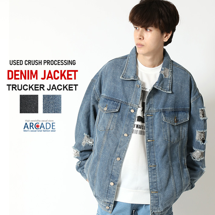 ARCADE（アーケード） Gジャン メンズ クラッシュダメージ加工 デニム