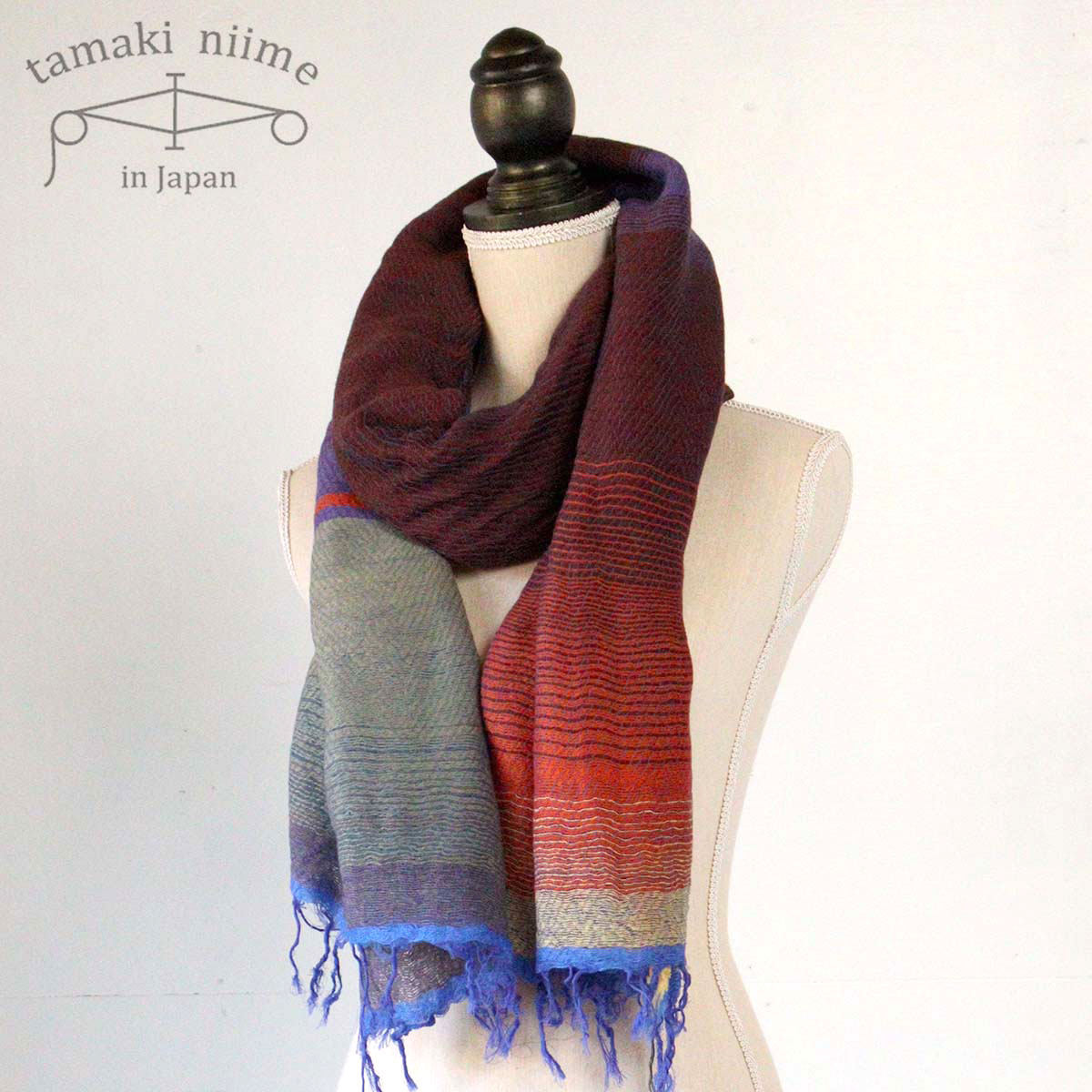 tamaki niime 播州織 ウールコットンショールM roots shawl MIDDLE 55