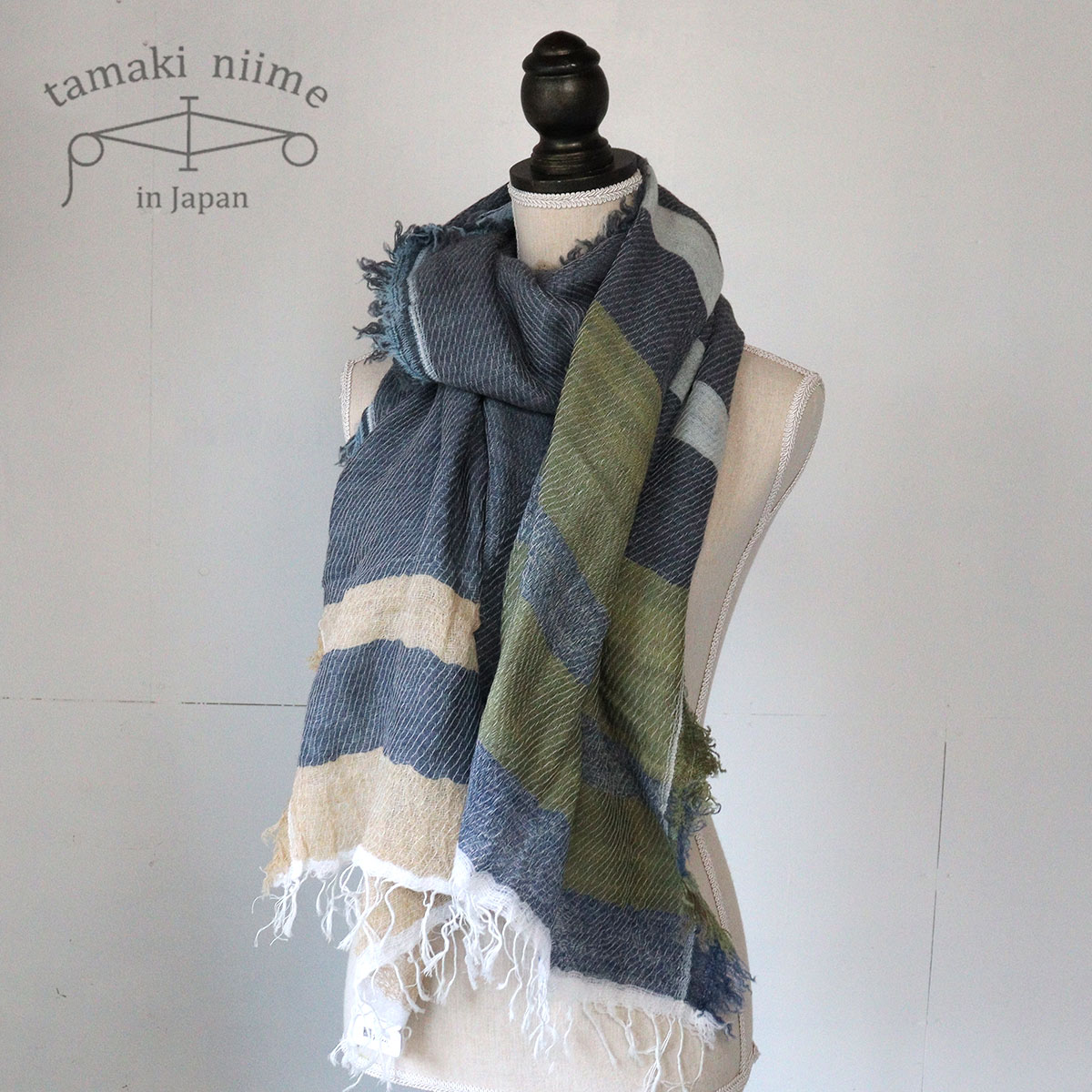 tamaki niime 播州織 ウールコットンショールM roots shawl MIDDLE 55